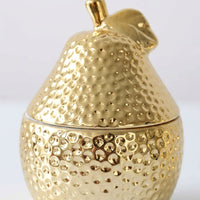Home Decoration Ceramic Storage Jars with Lids for Coffee Table Display, Gold Electroplated Fruit Shaped Porcelain for Kitchen Countertop