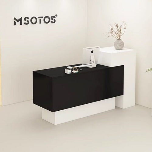 Commercial Checkout Counter Multi-Functional Modern Front Desk with Counter Spacious Storage Modern Front Desk for Receptionists, Office Lobby
