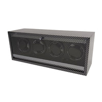 Carbon Fiber Pattern Watch Winder Cabinet 4 Slot Watch Winder with Glass Door Wooden Furniture Rotating for Bedroom