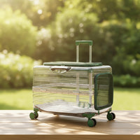Pet Carrier with Wheels Transparent Pet Carrier Suitcase Breathable for Airport