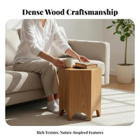 Hexagonal Wood Block Table Japanese Minimalist Design Stool No Assembly Required Multifunctional for Interior Designers, Adults