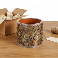 Chinese Planter Patterned Rims Cylindrical Planter Handcrafted Home Decor