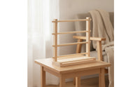 Ribbon Storage Rack Wood Ribbon Organizer with Tray Wooden for Crafters, Florists, Gift Wrapping Station
