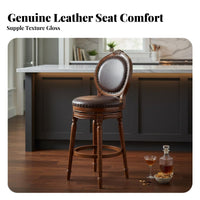 rotate Counter Stool with Backrest Vintage Design Bar Chair Upholstered Seat Built-in Footrest for Restaurant, Cafe, Dining Room