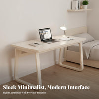 Simple Home Workstation Minimalist Design Rectangular Desk with Metal Legs Multi-Purpose Sturdy Frame for Teenagers, Bedroom