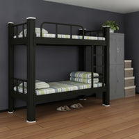 Metal Bunk Bed Heavy-Duty Bunk Bed with Mattress Space-Saving Furniture for Students, Teens, Shared Bedrooms, Dorm Rooms, Residential Accommodations