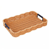 Hand Woven Tray with Handles Handwoven Woven Serving Tray Easy to Clean for Home
