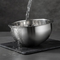Stainless Steel Kitchen Draining Basin Perforated Rice Washing Bowl with Holes Sloped Colander Food-Grade for Home Cooks