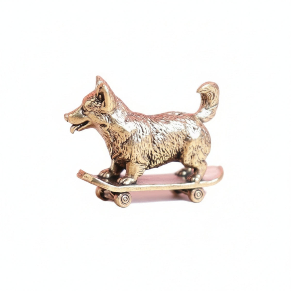 Corgi Figurine with Skateboard Miniature Corgi on Skateboard Retro for Bookshelf