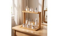 Water-Resistant Bamboo Shelf with Two Tiers Space-Saving Countertop Rack Organizer Compact Bamboo Storage Rack Natural for Bathroom Vanity, Dresser