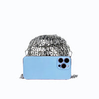 Silver Sequin Handwoven Spherical Box Bag