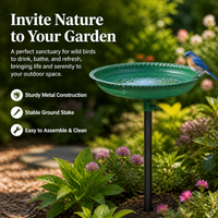 Metal Garden Bath, Rust-Resistant Birdbath with 5-Pronged Base, Vintage Freestanding Outdoor Decor for Lawn & Yard