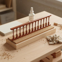 Wooden Dollhouse Railing Brown Finish Miniature Stair Handrail Handmade Look