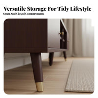 Solid Wood TV Cabinet Large Capacity Storage Modern Entertainment Center Low Profile Media Console Easy to Clean Suitable for Small Apartment Dwellers Living Room
