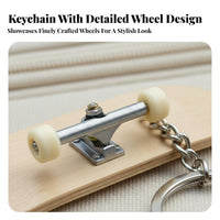 Functional Turning Trucks Finger Skateboard Keychain Anti-Slip Grip Pad Mini Finger Skateboard DIY Assembly for Students, Desk, School, Home