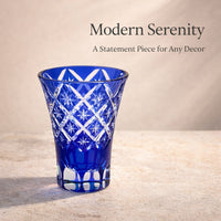 Kiriko-style Glass Sake Set, Sunflower Blue