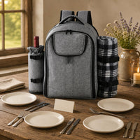 4 Person Picnic Set Backpack Two Shoulder Straps Picnic Backpack Complete Outdoor Gear for Camping