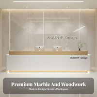 Modern LED Reception Desk Minimalist Lighting Design Welcome Desk Sturdy & Wear-Resistant for Receptionists, Beauty Salon, Training Center