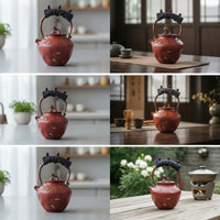 Copper Kettle with Lid Traditional Tea Kettle with Wrapped Handle Retro Vessel for Collectors, Tabletop Serving