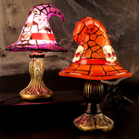 Stained Glass Witch Hat Lamp Halloween Witch Hat Night Light Sculpted for Party