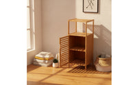 Bamboo Shelf with Cabinet Vertical Bamboo Floor Cabinet Slim for Bathroom