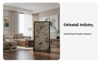 Traditional Chinese Design Freestanding avian Art Panel Movable Freestanding Panel Divider Decorative Pattern Room Partition long-lasting for Interior Decorators, Office Workers, Business Owners, Entryway, Hotel Lobby, Restaurant, Bedroom