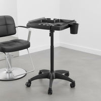 Hairdressing Tool Cart Stable Base Rolling Stylist Tray Stand 360° Rotation Wheels Adjustable Height Salon Trolley for Barbershop, Spa