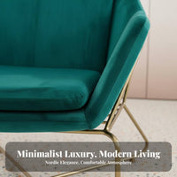 Upholstered Open-Frame Armchair Nordic design Single-Seater with Metal Frame Minimalist Design Plush pads for Office, Bedroom