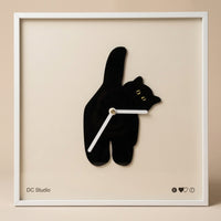 Minimalist Square Clock with Cat Silhouette Analog Square Decorative Wall Clock for Living Room