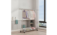 Stable Clothes Drying Rack with Shelf Sturdy Telescoping Garment Rack Space-Saving Floor Clothes Dryer Sturdy for Balcony, Laundry Room, Bedroom, Apartment