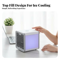 Mini Air Conditioner Humidifier Function Portable Water-Cooled Chiller Multi-Functional Mini Water-Cooled Chiller for Office, Desktop, Bedroom