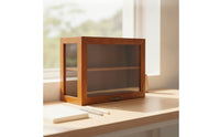 Dustproof Desktop Display Case Heavy-Duty Display Case with Doors Vintage Tabletop Cabinet Adjustable for Hobbyists, Bedroom, Office