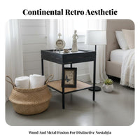 Sliding Top Storage Box Vintage Design Side Table Multi-Functional for Balcony