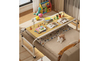 Adjustable Overbed Desk Multi-Functional Cross Bed Study Table Mobile Bed Table Easy Assembly Rolling Laptop Cart for Dorm Room