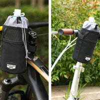 Bike Water Bottle Holder with Mesh Pocket Cylindrical Handlebar Bottle Holder Portable for Commuters, Commuting