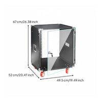 Mobile Audio Rack Cabinet Performance-Grade Pro Audio Rack Case Shockproof DJ Equipment Roadworthy Enclosure for Sound Engineers, Artists, KTV