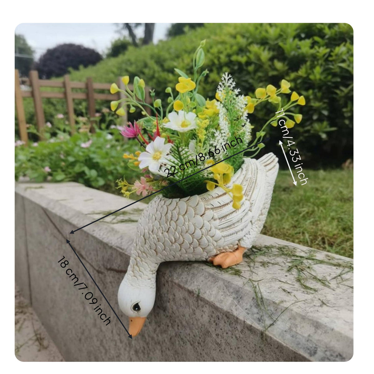 Duck Flower Pot Resin Creature Figurine Planter Handmade Look for Yard, Patio
