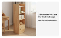 Multifunctional Solid Wood Bookshelf Large Capacity Floor Standing Bookcase Stable and Sturdy Freestanding Bookshelf Heavy Duty for Children, Book Lovers, Homeowners, Living Room, Bedroom
