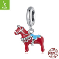 Yinziyun Original S925 Silver Dala Horse Pendant Red European-American Style DIY Bracelet Bead Accessory