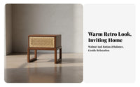 Rattan Drawer End Table Zen-inspired Design Nightstand Vintage Inspired Minimalist for Homeowners, Renters, Hallway
