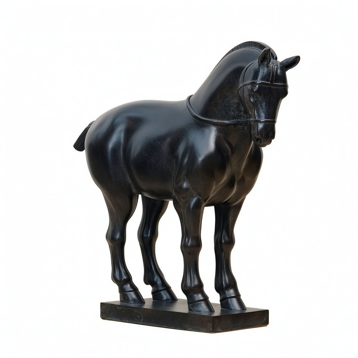 Horse Sculpture with Base Classical Chinese Style Resin Statue Fine Workmanship