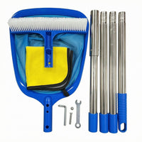 Pool Brush and Net Set Stainless Steel Pole Pool Cleaning Kit Fine Mesh