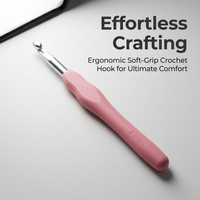 Ergonomic Crochet Hooks Set for Arthritic Hands, Smooth Handles for Effortless Crocheting, Complete Size Range for Beginners, Aluminum Tips