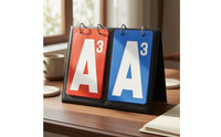 Spiral Binding Guandan Score Board Red and Blue Cards Flip Score Board Large White Letters Manual Flip Scoreboard Black Cover for Match Play