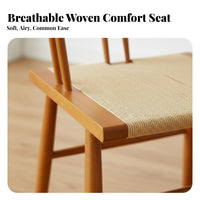 Woven Cord Seat Chair midmid-era Modern Cane rear Chair Boho aesthetic for Renters