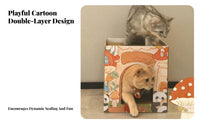 Long-Lasting 2-Level Cat Scratcher Protects Furniture Cardboard Cat Scratcher House Cozy Hideaway for Cats, Kittens, Indoor, Living Room