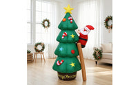 Quiet Inflatable Tree with Climbing Santa Easy to Inflate Christmas Tree with Santa Outdoor Yard Decoration Festive for Families, Lawn, Porch