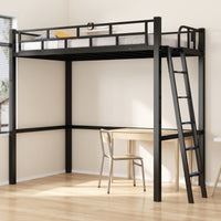 Metal Loft Bed Space Saving Loft Bed Frame No Box Spring Needed Furniture for Students, Teens, Small Apartments, Dorm Rooms, Bedrooms