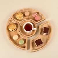 Wooden Serving Tray Set Finish Tableware Shallow Recessed Surface for Tea Service