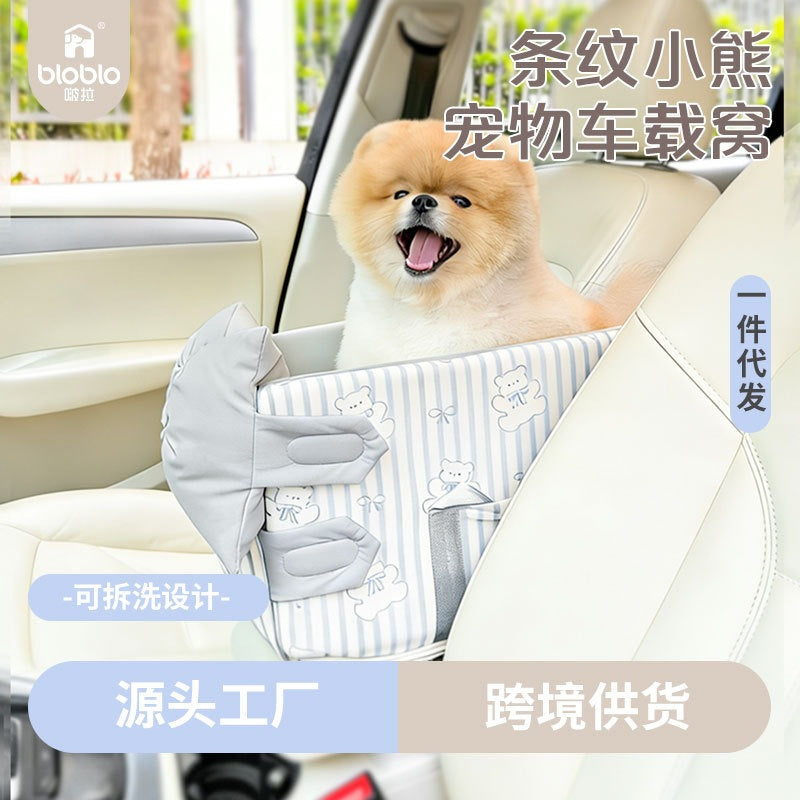 Car Pet Bed for Dogs and Cats, Foldable and Washable, Cartoon Pattern